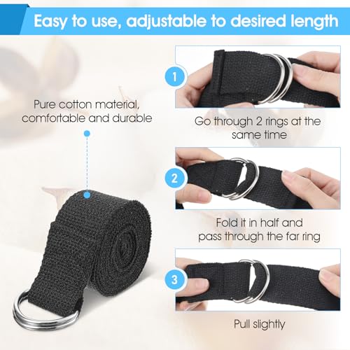 16 Pcs Yoga Strap for Stretching Bulk 6ft Exercise Stretch Band with Metal D Ring Adjustable Pilates Non Elastic Yoga Stretch Belt for Women Men Physical Fitness Gym Workout Dance