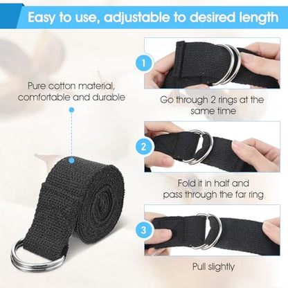 16 Pcs Yoga Strap for Stretching Bulk 6ft Exercise Stretch Band with Metal D Ring Adjustable Pilates Non Elastic Yoga Stretch Belt for Women Men Physical Fitness Gym Workout Dance