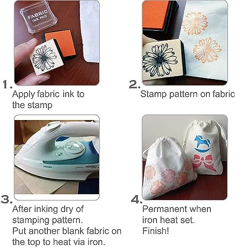 5-Pack Fabric Pigment Ink Pads in 5 Colors for Rubber Stamps & Crafts | Safe, non-toxic pigment ink. Ideal for card making supplies and stamping on wood, fabric, and paper surfaces.