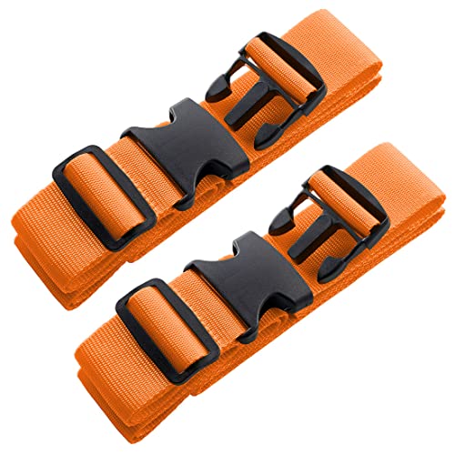 2pcs 74″×2″Luggage Straps for Suitcases,Adjustable Suitcase Straps and Heavy Duty Strap Buckle Packing Straps Travel Accessories,Fluorescent Orange - color: Fluorescent Orange 2PCS