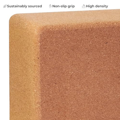Cork Yoga Blocks 2 Pack – High Density Natural Cork Blocks for Yoga, Pilates, Stretching, Balance & Flexibility