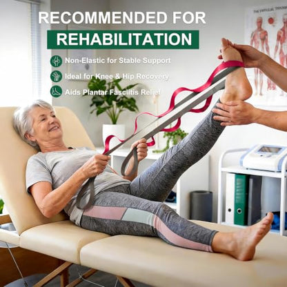 Acozycoo Stretching Strap with Loops for Leg Calf Back Physical Therapy - color: Red