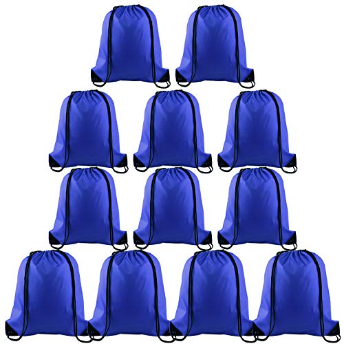 KUUQA 12 Pcs Drawstring Backpack Bags, Blue - color: Blue