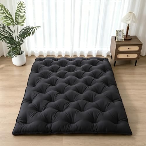 SHOUREN Japanese Futon Mattress Floor Mattress 3" Tatami Mat,Shredded Memory Foam Foldable Roll Up and Portable Sleeping Pad Suitable for Camping,Guest Room,Black 39"X80" Twin Size - color: Black, size: Twin