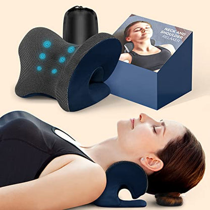 ZAMAT Neck and Shoulder Relaxer with Magnetic Therapy Pillowcase, Neck Stretcher Chiropractic Pillows for Pain Relief, Cervical Traction Device for Relieve TMJ Headache Muscle Tension Spine Alignment - color: Blue