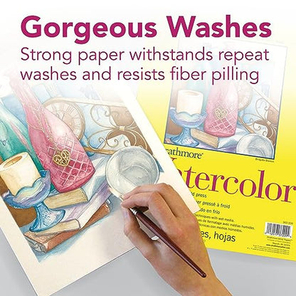 Strathmore 300 Series Wire Bound Watercolor Pad, 140 lb. Cold Press, 11 X 15 inches, White, 12 Sheets (360-11) - size: 11x15, style: Wire Binding