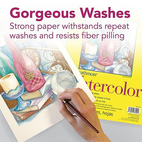 Strathmore 300 Series Tape Bound Watercolor Pad, 140 lb. Cold Press, 11 X 15 inches, White, 12 Sheets (360-111) (Pack of 3) - size: 11x15 (Pack of 3), style: Tape Binding