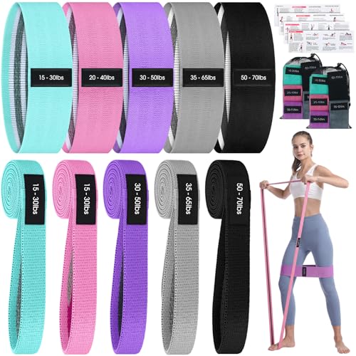 10 Pcs Fabric Resistance Bands for Exercise, 5 Levels - color: Vibrant