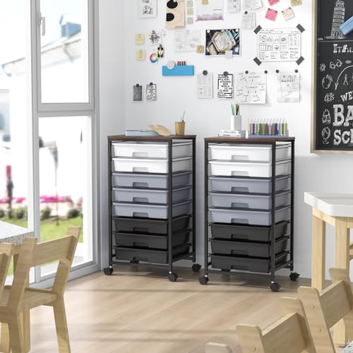 SYKIARIOL Rolling Cart with Drawers,8 Drawers Utility Cart,Grey Gradient - color: Grey