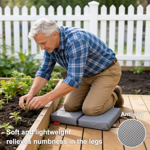 Extra Thick Soft Kneeling Pad for Men and Women, Waterproof Gardening Pads with Memory Foam, Yoga or Exercise Cleaning Knee Cushion, Collapsible Kneeling Mat Non-Slip Bottom, Garden Gifts Light Grey - color: Light Grey