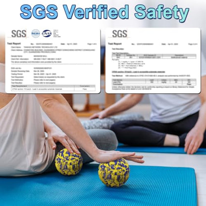 Deep Tissue Massage Ball for Exercise & Recovery - SGS Certification - Targets Back, Shoulder, Legs&Feet - Relieves Muscle Knots, Joint Pain&Tightness, Pressure Point Therapy- Myofascial Release Ball - color: Yellow&blue, size: 1-Pack | 5.1-inch