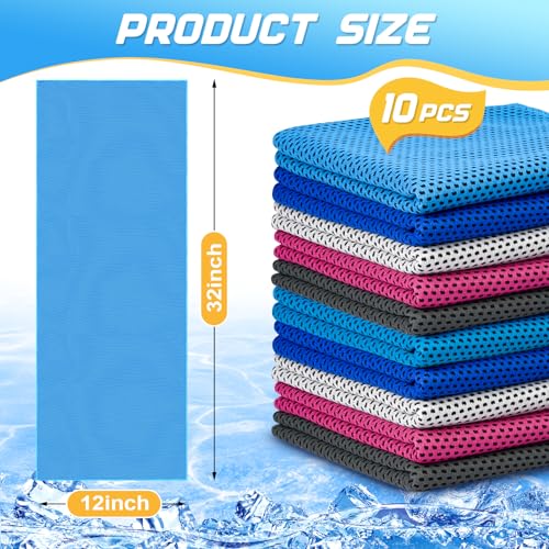 MENOLY 10 Pack Cooling Towels, Sweat Towels Cooling Towels for Neck and Face, Microfiber Towel Soft Breathable Towel for Gym, Yoga, Camping, Running, Fitness, Workout & More Activities(32"x12") - size: 10 Pack (Classic Color)