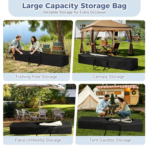 COOLBEBE 83" x 16" x 12" Extra Large Tent Storage Bag - 260L, Black - size: 83"x 16"x 12"