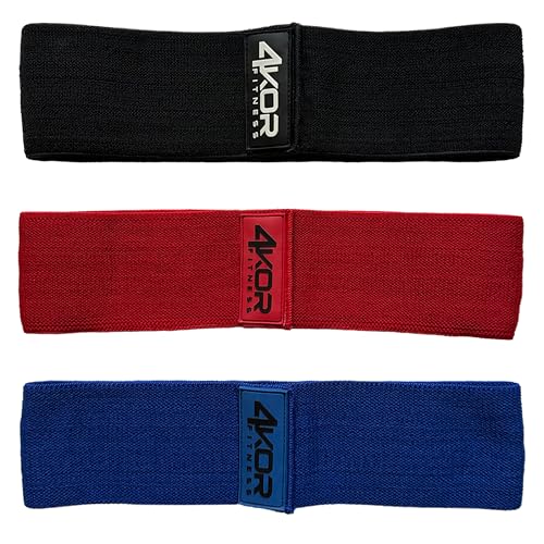 4KOR Fitness Resistance Loop Band Set, Perfect for Crossfit, Yoga, Physical Therapy, and Booty Building - color: 3 Grippy Hip Band Set