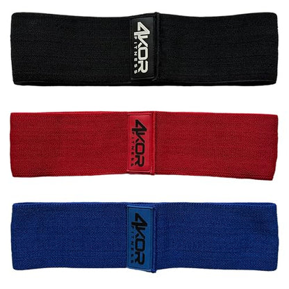 4KOR Fitness Resistance Loop Band Set, Perfect for Crossfit, Yoga, Physical Therapy, and Booty Building - color: 3 Grippy Hip Band Set