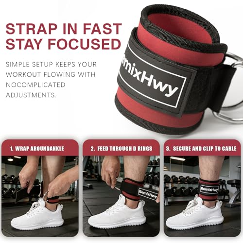 Fitness Ankle Straps for Cable Machine, Premium Neoprene Padded Adjustable Ankle Cuffs, Home Gym Cable Attachment for Glute Kickbacks, Booty Workouts, Leg & Hip Exercises - size: Pair