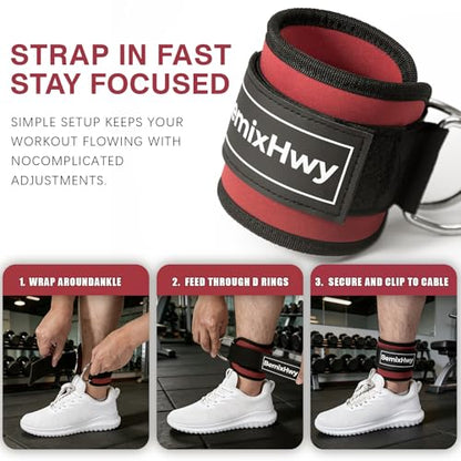 Fitness Ankle Straps for Cable Machine, Premium Neoprene Padded Adjustable Ankle Cuffs, Home Gym Cable Attachment for Glute Kickbacks, Booty Workouts, Leg & Hip Exercises - size: Pair