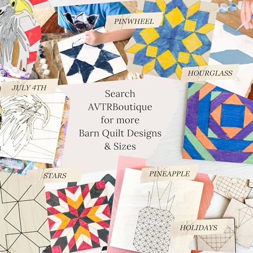Wooden Barn Quilts | Unfinished Wood Quilt Block Painting Sign | DIY Painting Craft Kit for Adults | Farmhouse Wall Art and Quilting Decor (18 inches, Patchwork Star) - size: 18 inches