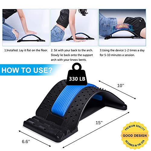 JUMPOW Back Stretcher for Lower Back Pain Relief,3 Level Lumbar Board - color: Black, Blue-3 Level