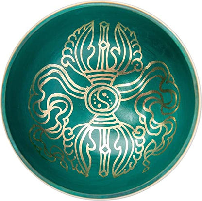 Tibetan Singing Bowl Set - Authentic Handcrafted Mindfulness Meditation Holistic Sound 7 Chakra Healing by Himalayan Bazaar (Turquoise) - color: Turquoise Blue