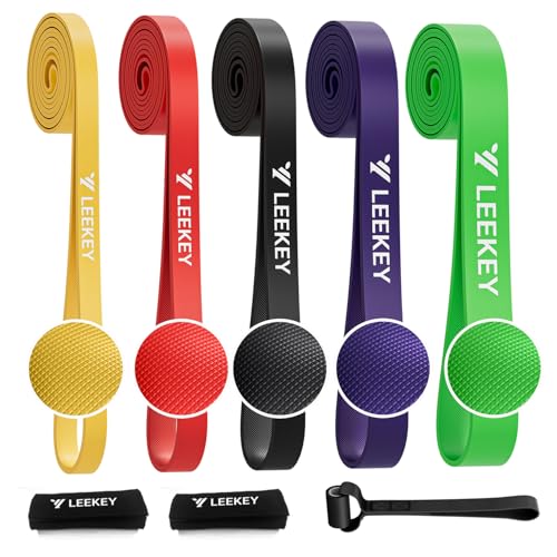 LEEKEY 5-Level Pull Up Assistance Bands Full-Body Training | Resistance Bands with Grip、Door Anchor Physical Therapy Home Gym Workouts Strength Bands for Senior/Adults - style: 5-125LBS COLOR