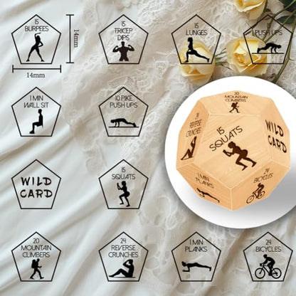 UNICRAFTALE Exercise Decision Dice Fitness Dice Wooden Decision Sieve with Velvet Packing Pouches Cycling Sports Game Dices Gifts for Him Her Women Men Friend Couple