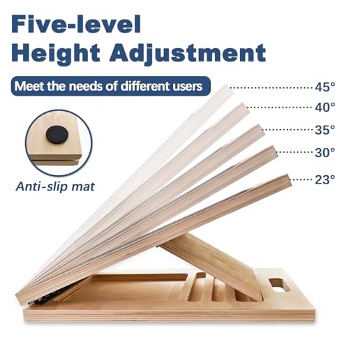Adjustable Foot Incline Wooden Slant Board for Calf Stretching,440lb Capacity, Balance Velour Stretcher Ankle Stretch Knee Leg Boards Squats Wedge Exercise Pilates Fitness Portable Equipment (Black4)