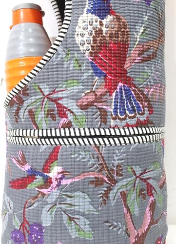 INDIAN CRAFT CASTLE Yoga Mat Bag | Tote Mat Bag | Sling Yoga Tote w/Large Side Pocket & Zipper Pocket | Yoga Mat Carrier Fits Most Size Mats - color: Grey Multi