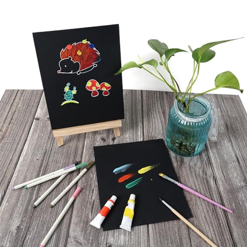 Conda Black Canvas Panels Multi Size Pack - Acid-Free Primed Surface for Oil Acrylic Watercolor Painting (11x14 9x12 8x10 5x7, 12-Pack) - size: Multi-Size