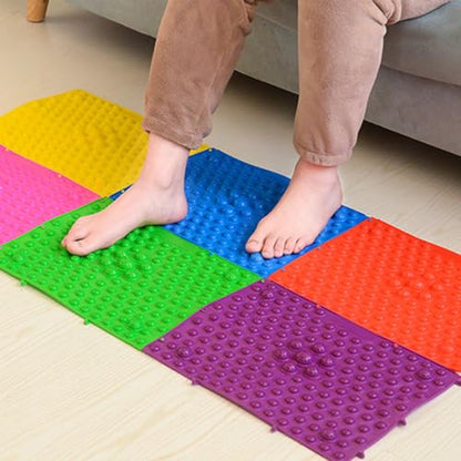 2-in-1 Foot Massage Mat & Reflexology Pad - Acupressure Mat with Toe Plates, Anti-Slip, Suitable for Bathroom, Yoga, Outdoor Games & More (Red) - color: Red