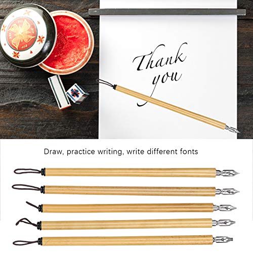 AYNEFY Comic Dip Pen Set, 5Pcs Wooden Handle Calligraphy Dip Pen Set with 5 Nibs Artist Cartoon Pen Set Cartoon Painting Tool Manga Dip Pen Signature Pen (1-5 nib set) - size: 1-5 nib set