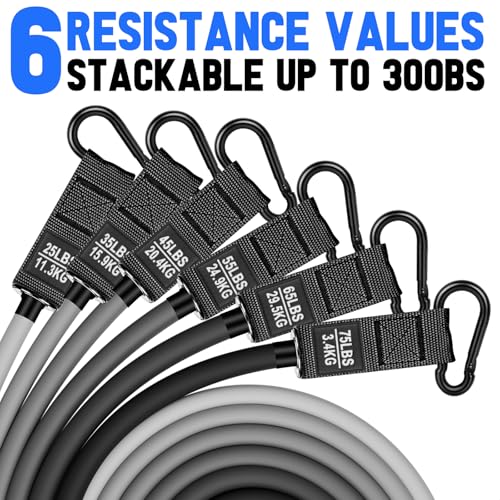 Heavy Resistance Bands for Working Out, 300lbs/360lb/420lb Exercise Bands Workout Bands with Handles, Door Anchor, Ankle Straps, Home Gym Workout Equipment for Men Fitness Strength Training Stretching - color: Black, style: 300LBS