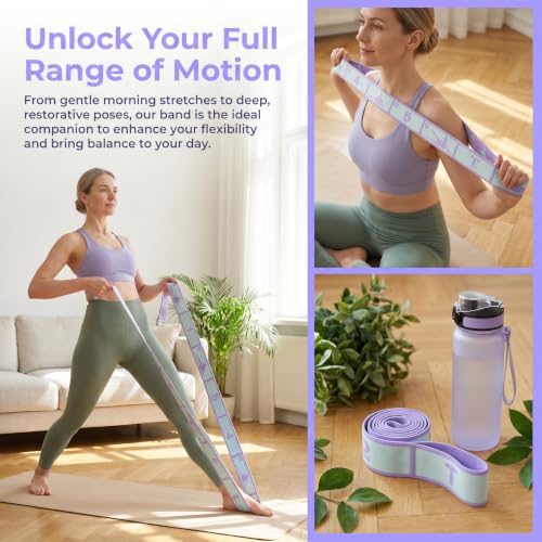 Stretch Bands, 8-Loop Adjustable Stretching Strap, Resistance Bands for Exercise Yoga Pilates Dance Gymnastics - color: Purple