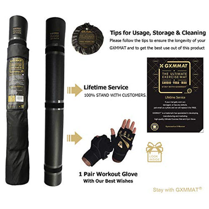 GXMMAT Large Exercise Mat 6'x4'/6'x5'/6'x6'(7mm) - color: Black Real, size: 6*6 FT