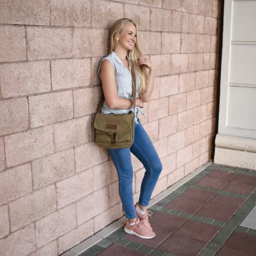 GOOTIUM Canvas Messenger Bag - Vintage Crossbody Shoulder Bag Military Satchel - color: Khaki