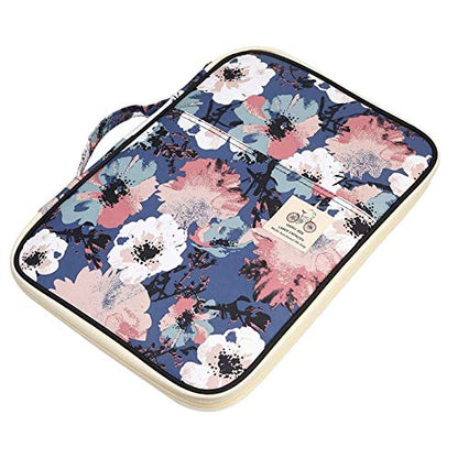 JAKAGO Travel Portfolio Organizer Waterproof A4 Document Bag Multifunctional Travel Note Pouch Zippered Case for Notebook, Ipad, Journals, Sketch Books (Flower) - color: Flower