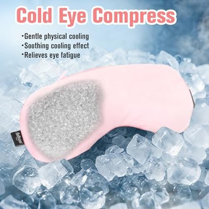 BeHoomi Cooling & Heated Eye Mask, Weighted Eye Mask for Sleeping, Pink - color: Pink