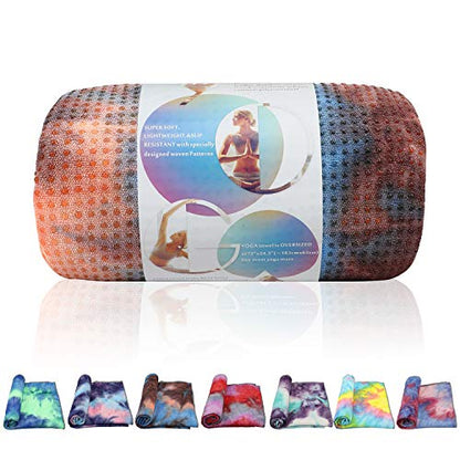 Yoga Towels , Non Slip Hot Yoga Towel Skidless Waffle Texture, 100% Absorbent Odorless Microfiber Yoga Blanket, Standard Sized 24 x72 in Mat Towel,for Hot Yoga, Bikram, Pilates ( Blue & Grey)…1