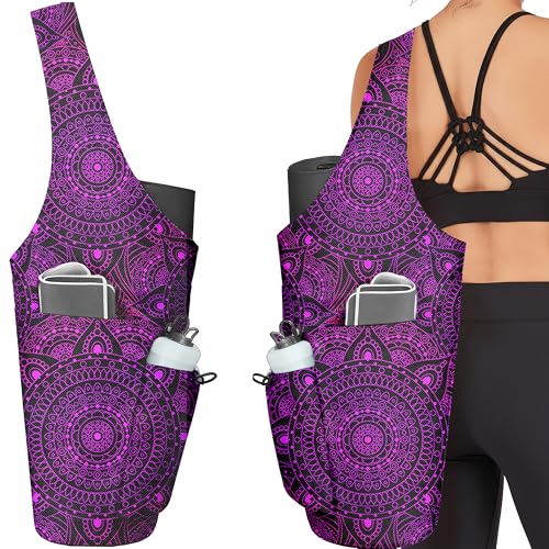 Yoga Bag for Women, Large Yoga Mat Bag Tote Carrier with Wet Dry Pocket | Water Bottle Holder & Adjustable Strap, Fits 1/2" Thick Yoga Mat for Gym, Pilates, Travel, Work - color: YOGA-08