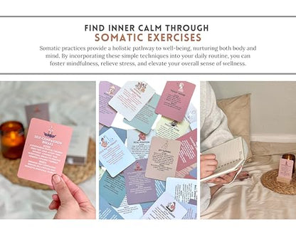 40 Somatic Therapy Exercise Cards - Mindfulness and Coping Skills Cards for Anxiety and Stress Relief | Emotional Healing, Grounding and Meditation Tool for Body Awareness | Perfect Self-Care Gift