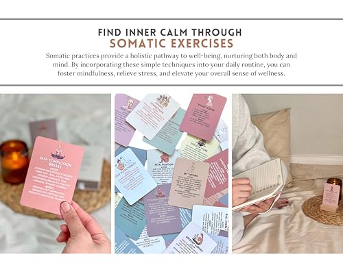 40 Somatic Therapy Exercise Cards - Mindfulness and Coping Skills Cards for Anxiety and Stress Relief | Emotional Healing, Grounding and Meditation Tool for Body Awareness | Perfect Self-Care Gift