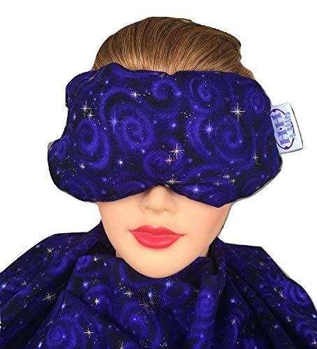 Eye Mask Lavender Eucalyptus, Sinus, Herbal Pack, Hot Cold Pack, Heat Wrap,Organic, Flax Seed, Microwave Therapy, Sleep Mask, Yoga Meditation Eye Pillow, Purple Celsestial Stars