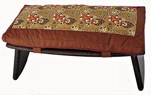 Meditation Bench & Cushion Set - Folding Seiza - Paisley Saffron - color: Paisley Saffron