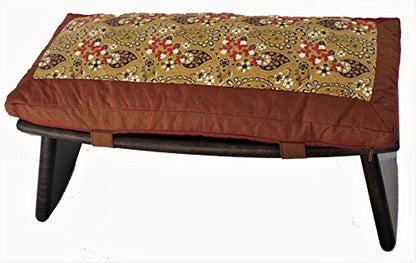 Meditation Bench & Cushion Set - Folding Seiza - Paisley Saffron - color: Paisley Saffron