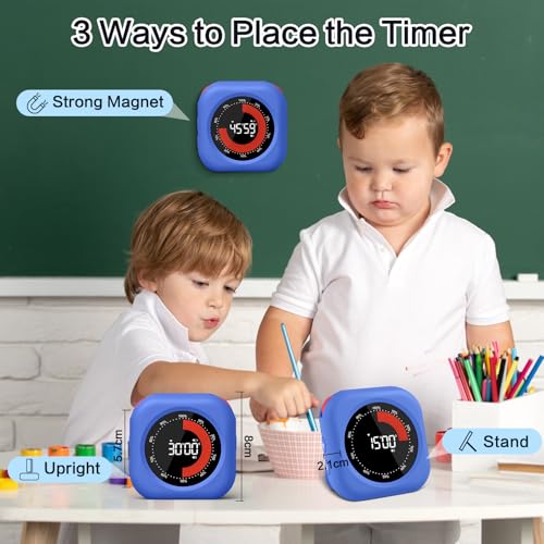 Visual Timer for Classroom Rechargeable, 10-Hour Digital Timers with Visual Time Bars Design, 3 Brightness/3 Volume Adjustable Magnetic Timer, Countdown/up Timer for Study Game Gym Kitchen Office - color: Purple