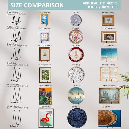 Plate Holder Easel Display Stand - 4.5 inch Metal Plate Stands for Display - Tabletop Picture Stand - Black Iron Easels for Display Pictures | Photo Frames | Book | Decorative Plates | Plaque -4 Pack - size: 4.5 inch (4 pack)