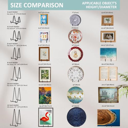 Plate Holder Easel Display Stand - 4.5 inch Metal Plate Stands for Display - Tabletop Picture Stand - Black Iron Easels for Display Pictures | Photo Frames | Book | Decorative Plates | Plaque -4 Pack - size: 4.5 inch (4 pack)