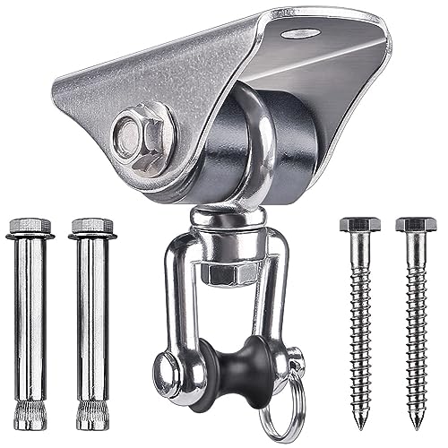 SELEWARE Silent Swing Hangers Stainless Steel Ceiling Swing Mount 1 Pack | Heavy Duty Swing Set Hook 360° Swivel Ceiling Mount Bracket for Porch Swing Hammock Chair Yoga Swing Punching Bag - color: Silver ( 1 Pack 360° Swing Hanger )