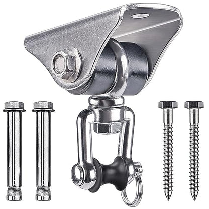 SELEWARE Silent Swing Hangers Stainless Steel Ceiling Swing Mount 1 Pack | Heavy Duty Swing Set Hook 360° Swivel Ceiling Mount Bracket for Porch Swing Hammock Chair Yoga Swing Punching Bag - color: Silver ( 1 Pack 360° Swing Hanger )