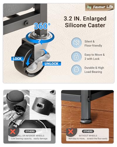 Dumbbell Rack, Adjustable 4-Tier Weight Rack Movable, Home Gym Organizer Up to 405 lb with Lockable Casters & Hooks, Workout Equipment Storage for Dumbbells, Kettlebells, Yoga Mats & Balls